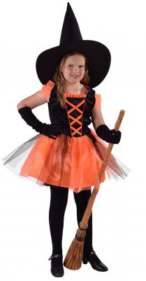 M216015 schwarz-orange Kinder Hexenkleid Märchenkleid - 0