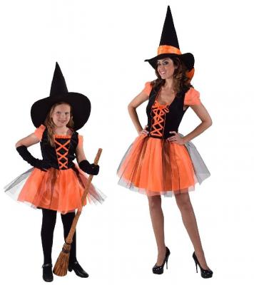 M216015 schwarz-orange Kinder Hexenkleid Märchenkleid - 1