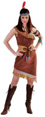M213104 braun Kurzarm Damen Indianerkleid Damenkleid - 0