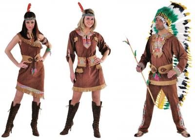 M213104 braun Kurzarm Damen Indianerkleid Damenkleid - 1