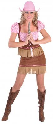 M211106 braun-rosa Damen Cowgirlkostüm Saloongirl