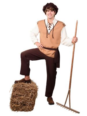 O766 Herren braun-beige Mittelalter Knecht Kostüm