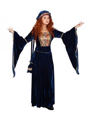 O9119 dunkel blau Damen Mittelalter Burgherrin Hofdame Kostüm Kleid - 0