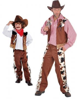 M212233 braun Herren Cowboy Kostüm Weste & Hose Wild West Anzug - 1