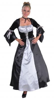 M212125-2-A schwarz-silber Damen Rokoko Hexen Kostüm Kleid Prinzessin Marquise lang - 0