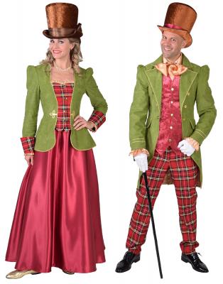 M218124 grün-rot Damen Rokoko Steampunk Kostüm Viktorianische Dame - 1
