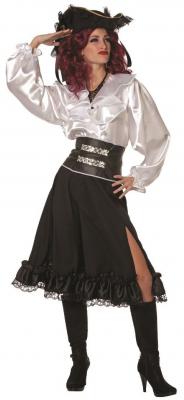 W4434-A schwarz Damen Rock Piratenrock - 1