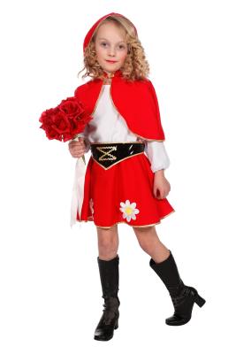 W3284 rot-weiß Kinder Kleid Mädchen Rotkäppchenkostüm - 0