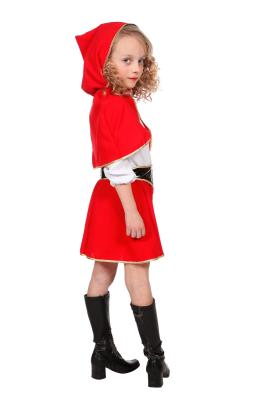 W3284 rot-weiß Kinder Kleid Mädchen Rotkäppchenkostüm - 1