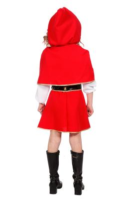 W3284 rot-weiß Kinder Kleid Mädchen Rotkäppchenkostüm - 2