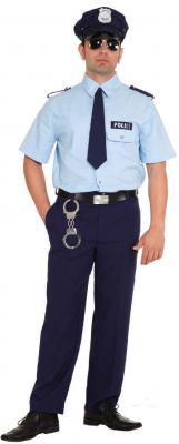 O7234-A hell blau-blau Herren Polizei Kostüm Cop
