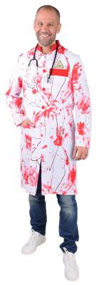 M218258-M weiß-rot Herren blutiger Arzt Kittel-Mantel Dokter Zombie Kostüm Gr.M - 1