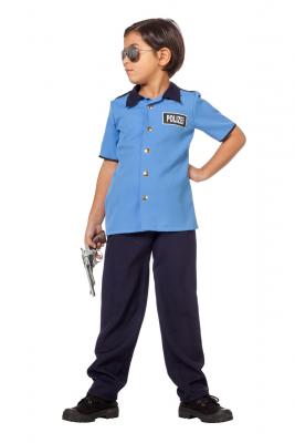 W3419 blau-schwarz Kinder Polizist Polizeikostüm