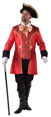 M216210 rot Herren Barock Kostüm Captain Hook - 0