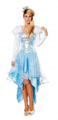 W4402 blau-weiß Damen Rokoko Kostüm Schneekönigin Eisprinzessin - 0