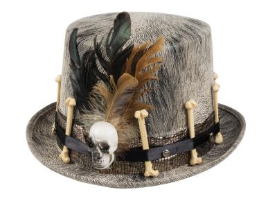 B72180 Herren Damen Voodoo Hut Steampunk Zylinder mit Knochen - 1
