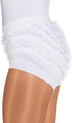 O40066-116-128 weiß Kinder Mädchen Spitzenhose-Rüschenhose für Mariechenkostüm Gr.116-128 - 1