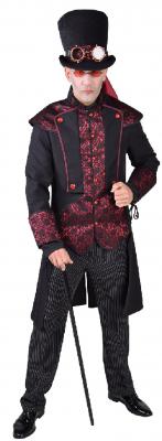 M218207 schwarz-rot Herren Steampunk-Gothic-Halloween Kostüm - 0