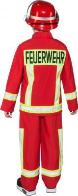 O5287-128 rot Kinder Junge Feuerwehr Kostüm Feuerwehrjunge Brandmeister Gr.128 - 1
