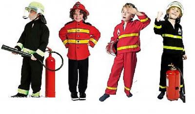 M211005 rot-schwarz Kinder Feuerwehruniform - 1