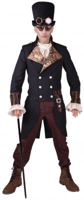 M218204-XXL schwarz Herren Steampunk-Gothic-Halloween 1900 Frack Kostüm Gr.XXL - 1