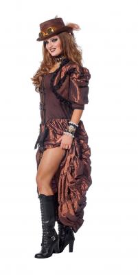 W4403-38 braun-schwarz Damen Rokoko Steampunk Burlesque Kleid Gr.38 - 1