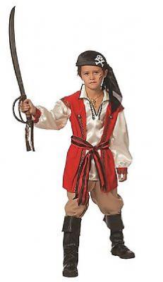 W3282 braun-rot Kinder Piratenjunge Seeräuberkostüm