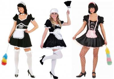 M212134 schwarz-weiß Damen Kellnerin Hausmädchenkostüm - 1