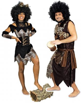 K31250252 braun-schwarz Damen Afrikanerkleid Urwaldkostüm - 1