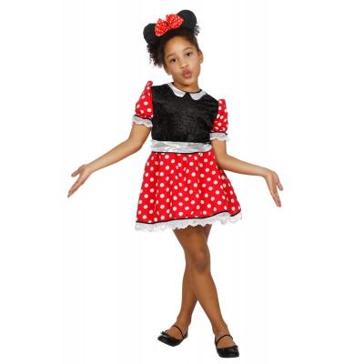 W3675 rot-schwarz-weiß Kinder Minniemauskleid Mauskostüm - 0