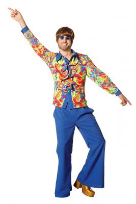 L3303030-52 blau-bunt Herren Hippie Oberteil-Bluse Fantasy Kostüm Gr.52 - 1