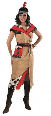 M215102 braun-rot Damen Indianer Squaw Apachenkostüm - 0