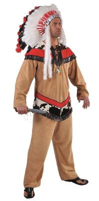M215236 braun-rot Herren Indianer Krieger Apachekostüm - 0