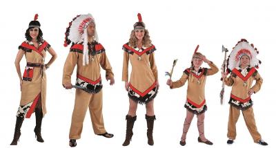 M215236 braun-rot Herren Indianer Krieger Apachekostüm - 1