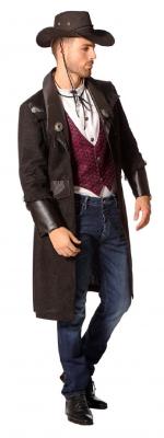 L3303220 schwarz Herren Cowboy Mantel-Jacke Cowboykostüm - 2