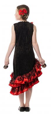 L3100210 schwarz-rot Kinder Mädchen Spanierin Kostüm Flamenco Kleid Seniorita - 1