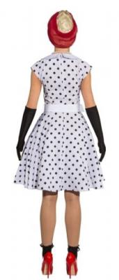 O9089 weiß-schwarz Damen Polka Punktekleid - 1