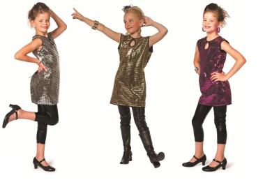 W3126A silber Kinder Pailletten Charlestonkleid - 1