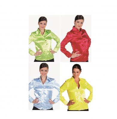 M210102 hell-grün Damen Hippy Bluse Satinbluse - 1