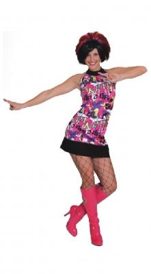 O9659 bunt Damen Discokleid Hippykostüm - 1