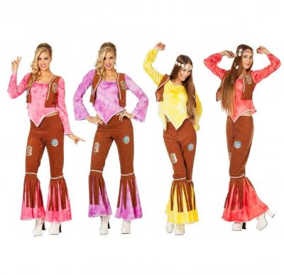 W4214-D gelb Damen Hippy Anzug Disco Kostüm - 1