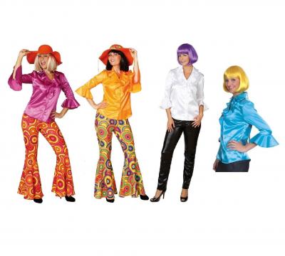 O9404 neonorange Damen Rüschenbluse Hippiebluse - 1