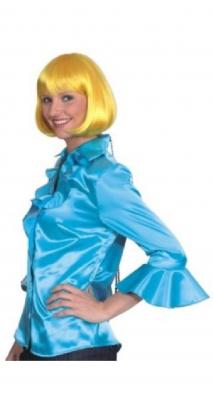 O9542 türkis Damen Satinbluse Hippiebluse