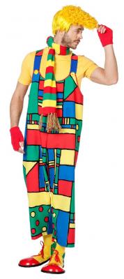 W5239 bunt Herren Clown Kostüm Latzhose - 0