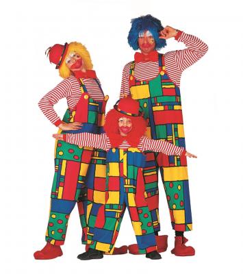 W5239 bunt Herren Clown Kostüm Latzhose - 3