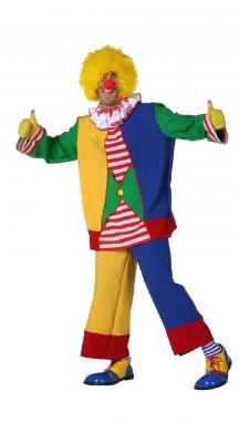 W5634 bunt Herren Clown Kostüm Kasper Anzug - 1