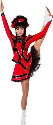 O9853-44 rot-schwarz mit Silberborte Damen Funkenkostüm Mariechenkostüm Gr.44 - 1