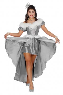 W4462-B silber Damen Rokoko Kostüm Schneekönigin Eisprinzessin - 0
