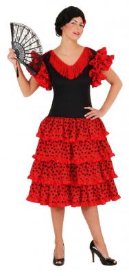 O9297 rot-schwarz Damen Spanierin Flamencokleid - 0