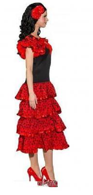 O9297 rot-schwarz Damen Spanierin Flamencokleid - 1